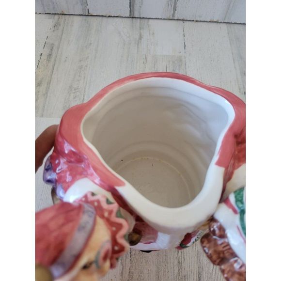 Lotus vintage Santa cookie jar Christmas jester teddy bear ceramic canister Xmas - Picture 8 of 11